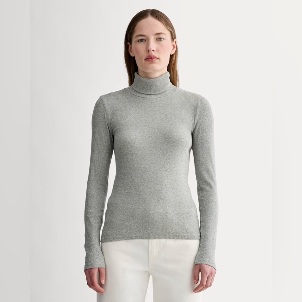 Everlane Luxe Rib Turtleneck in Heathered Gray
